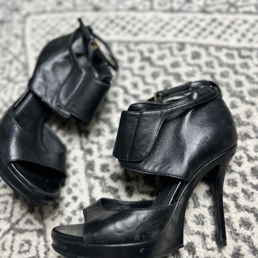 Vintage Tom Ford for YSL AW 2010 Black Leather Open Vamp Stilettos - Size 35